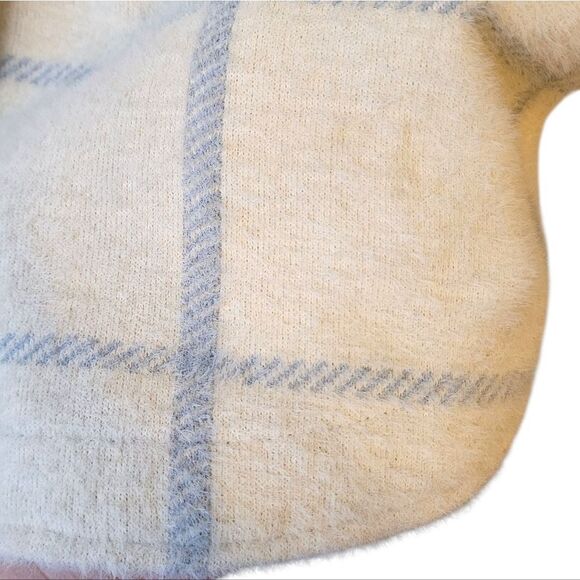 Z Supply Women's Cream And Blue Plaid Thick Eyelash Shacket Size S - Picture 8 of 8